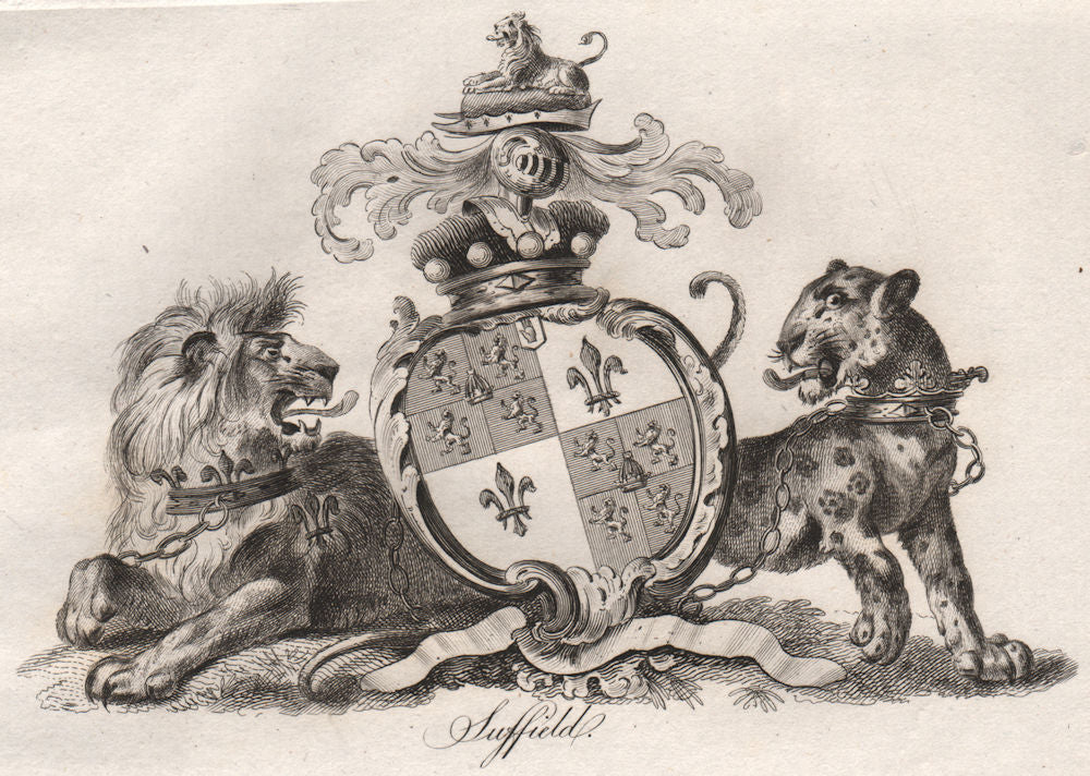 SUFFIELD. Coat of Arms. Heraldry 1790 old antique vintage print picture